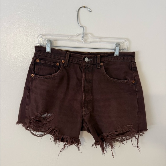 Levi's Pants - Vintage Y2K Levi's 501 Brown Distressed Jean Shorts Womens Sz 12 W32in Grunge